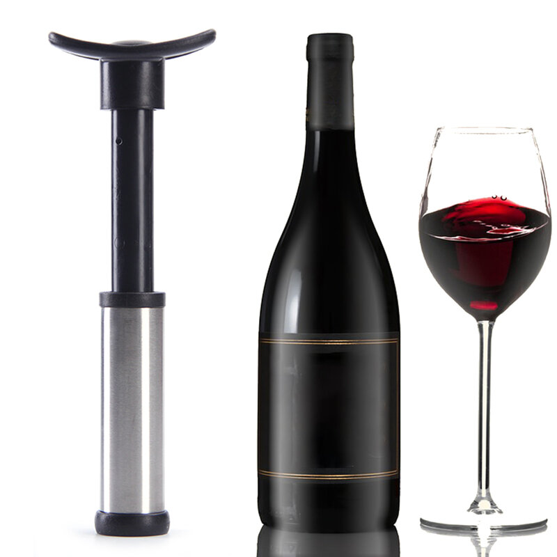 Durable Stainless Steel Vacuum Bottle Saver Pump Humanized Design Wine Stoppers for Preserving and Sealing Bottled Wine