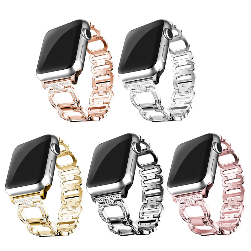 Diamant band für apple watch serie 5 4 3 2 1 armband frauen edelstahl iwatch gurt 42mm 38mm 40mm 44mm Zubehör