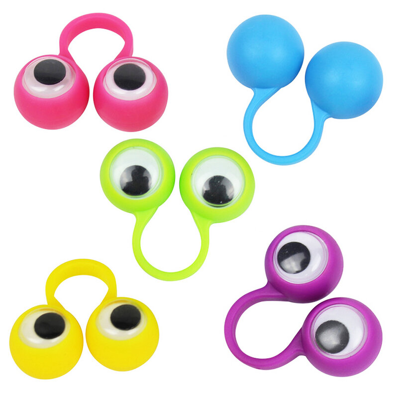 10 stück Auge Fingerpuppen Kunststoff Ringe mit Wiggle Augen spielzeug Gefälligkeiten für Kinder Verschiedene Farben Geschenk Spielzeug Pinata Füllstoffe