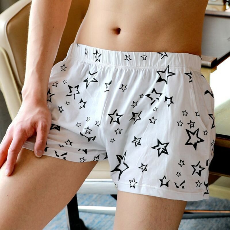 Casa dos homens boxers algodão roupa interior casual confortável cueca solta respirável calcinha shorts calças de dormir lingerie