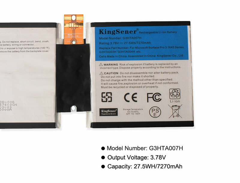 Batteria KingSener G3HTA007H per Microsoft Surface 3 1645 1657 Series Tablet PC 1 icp3/96/91-2 3.78V 7270mAh 27.5WHAh