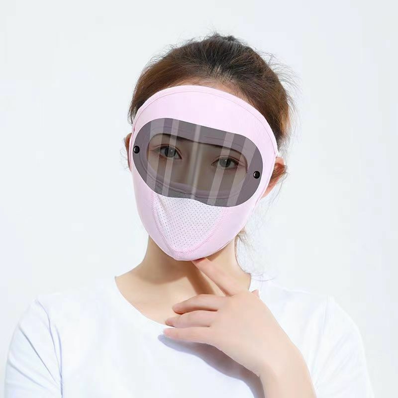 Casco de protección facial completa de seda de hielo, a prueba de polvo y antivaho, máscara de protección facial completa corta y cálida, gafas a prueba de viento, Invierno