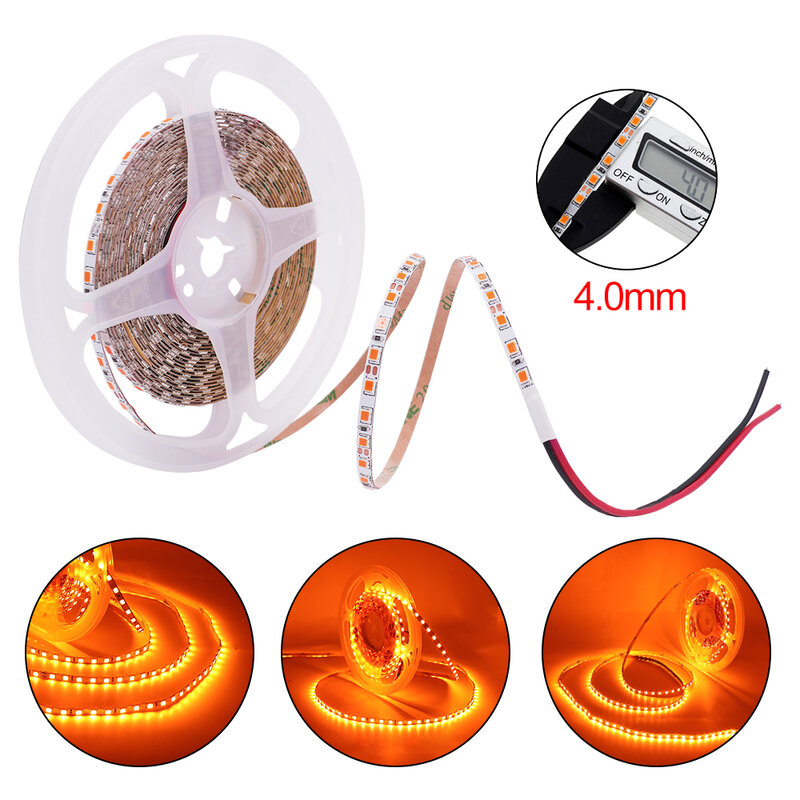 Striscia LED a larghezza stretta 4mm 5M 12V 2835 120Leds/m flessibile LED nastro retroilluminazione luce bianca, bianco caldo, naturale, arancione