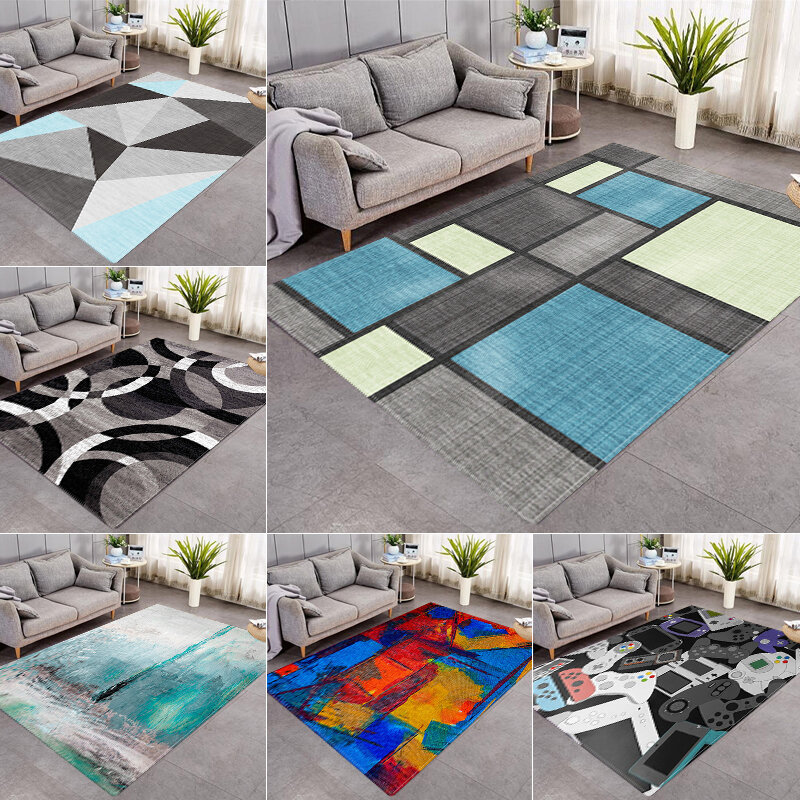 Pola Geometris Karpet Cetak Rumah Tangga Ruang Tamu 3D Cetak Minimalis Dekorasi Kamar 3d Karpet Non-slip Dicuci Karpet Kecil
