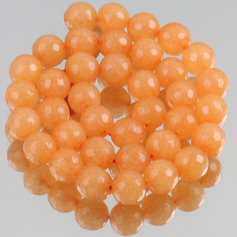 Piedra Natural facetada naranja Jades Calcedonia cuentas espaciadoras sueltas para la fabricación de joyas DIY pulsera collar 6/8/10mm