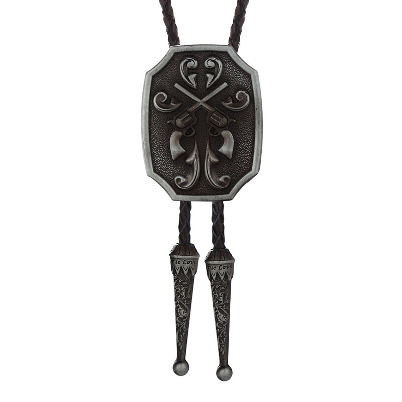 Western cowboy bolo tie metal tie double gun personality suit accessories birthday party gift