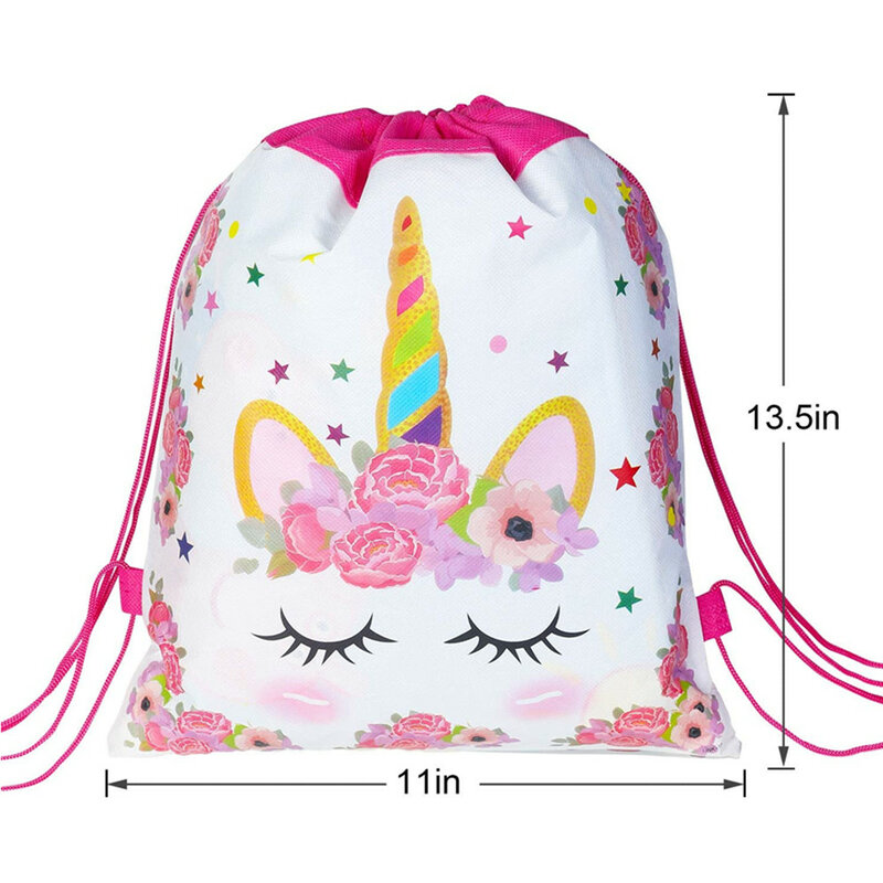 8/16/24/50 Buah Tas Serut Unicorn untuk Anak Perempuan Paket Penyimpanan Travel Ransel Sekolah Tas Tengkorak Hadiah Pesta Ulang Tahun Anak-anak