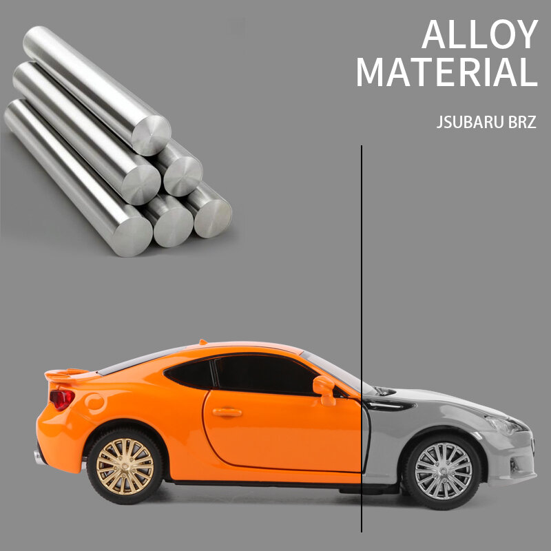 نموذج سيارة رياضية من سوبارو BRZ-Alloy ، محاكاة على شكل دييكاست ، سيارات لعبة معدنية ، نموذج سيارة ، مجموعة صوت وإضاءة ، هدية لعبة للأطفال ، 1:32