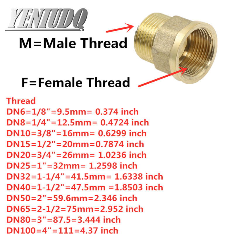 Joint en laiton F/M 1/8 "1/4" 3/8 "1/2 BSP M10x1, filetage mâle à femelle, connecteurs de tuyau en laiton, adaptateur de couremplaçant en cuivre, raccord fileté