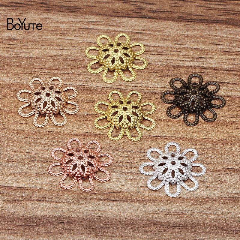 BoYuTe (100 Pieces /Lot) Diy Jewelry Accessories Wholesale 18MM Filigree Brass Flower Bead Caps