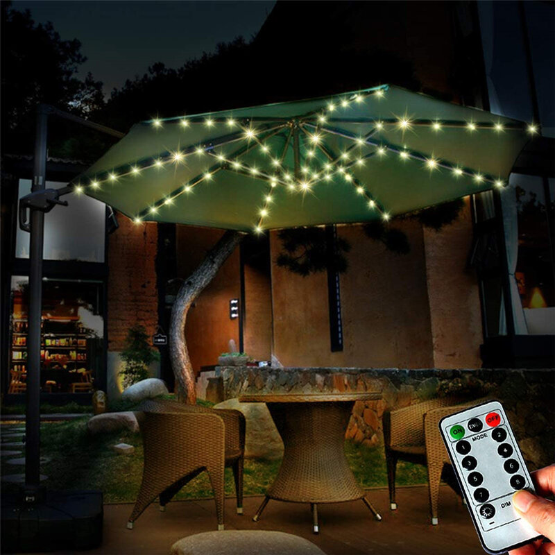 Solar Power 8 Modes 104 LED Patio Umbrella Tent Lights Outdoor Garden Backyard Parasol Fairy String Lamp IP65 Waterproof