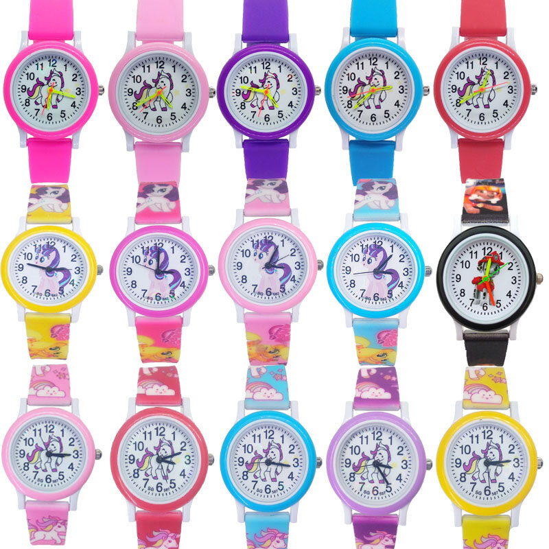 Relógio infantil pony 3d, relógio de quartzo, unicórnio, para meninos e meninas, presente para crianças