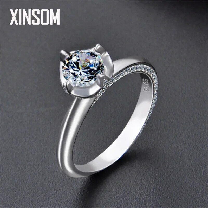 Xinsom genuíno 925 anéis de prata esterlina para as mulheres luxo zircon noivado casamento anéis 2020 jóias finas meninas presente 20febr3