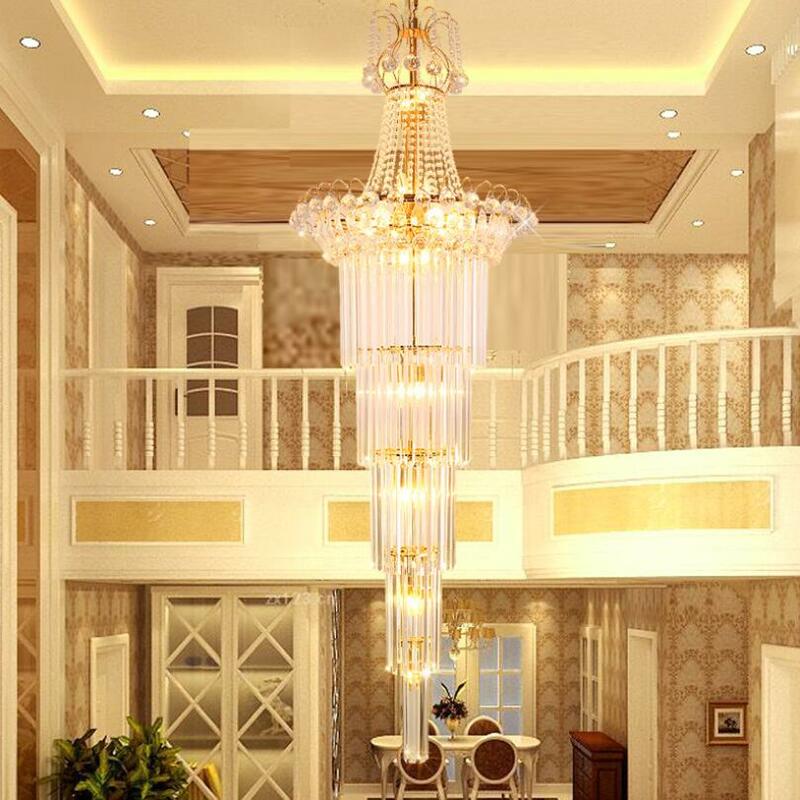 Большая светодиодная современная люстра, роскошные люстры K9 с золотыми кристаллами, люстра для гостиной, холла, инженерная