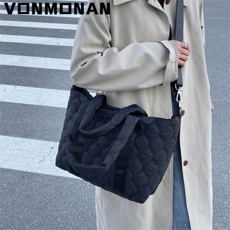 Quilted Space Tote Bag for Women 2021 Large Winter Brand Designer Ladies Big Shoulder Bags Padded Short Top Handle Handbag Purse