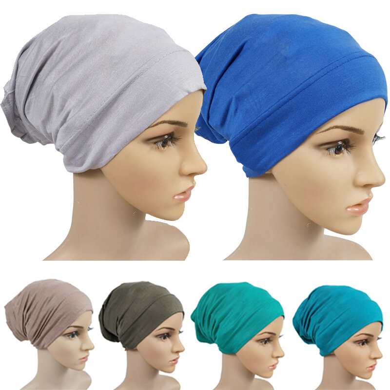 أغطية حجاب داخلية ناعمة مشروط للنساء المسلمات ، عمامة مطاطية ، وشاح داخلي إسلامي ، قبعة بونيت ، عصابة رأس أنبوبية
