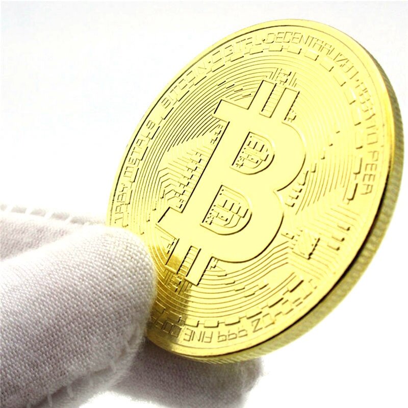 Bitcoin Art Collection Gold Plated Bitcoins físicos com caixa, BTC Metal, moedas de prata imitação antiga, presente