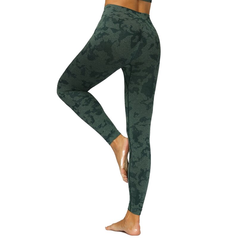 Calça legging sem costura feminina yoga cintura alta energia camuflagem tigre esporte academia malhação calças para meninas treino