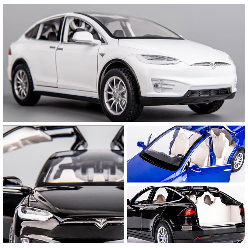 1:32 Tesla Model X Model S aluminiowy Model samochodu odlewany Metal zabawka symulacyjna pojazdy Model samochodu dźwięk światła kolekcja prezent dla dzieci