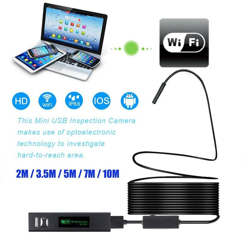 VENTE! YPC110A-8 WiFi 10m Endoscope avec câble dur étanche USB Endoscope portable caméra d'inspection numérique pour téléphone