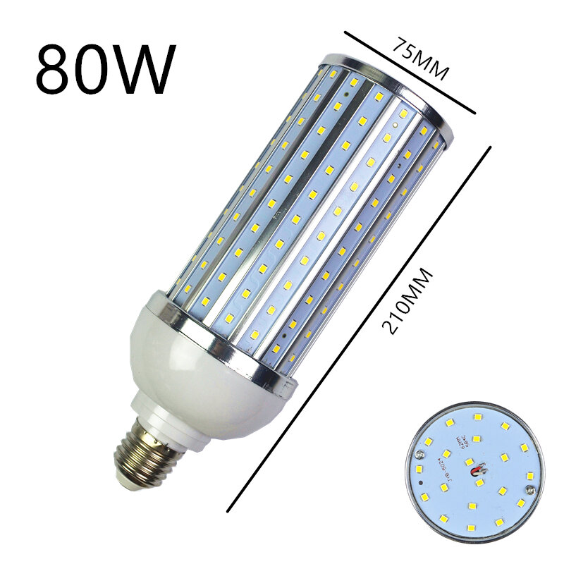 Cool quente branco lâmpada LED, lâmpada de alumínio Shell, milho luz, lâmpada de rua, 220V, 250W, 200W, 100W, 80W, 60W, 50W, 40W, 30W, 25W, E26, E27, E39, E40