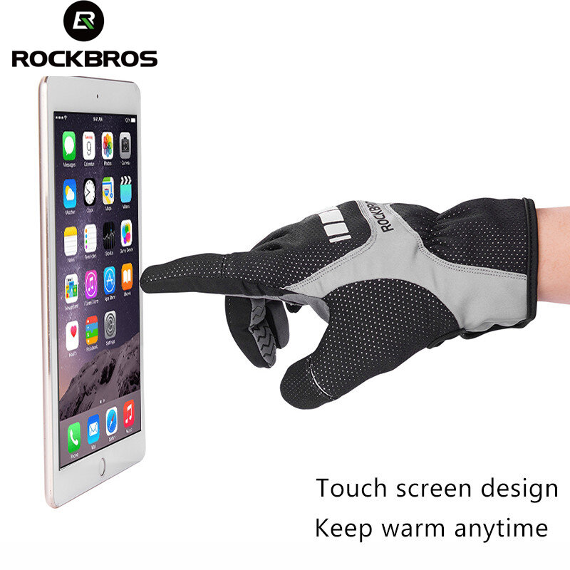 ROCKBROS Bicycle Cycling Gloves Autumn Winter Gloves Thermal Windproof Bicycle Gloves Keep Warm Thick Sport Glove Bike ski Glove