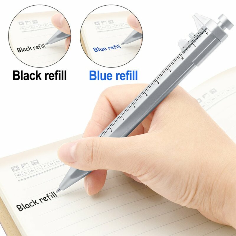 Многофункциональная ручка с гелевыми чернилами, штангенциркуль с нониусом, шариковая ручка, канцелярские принадлежности, черная/синяя заправка, 0,5 мм, Прямая поставка