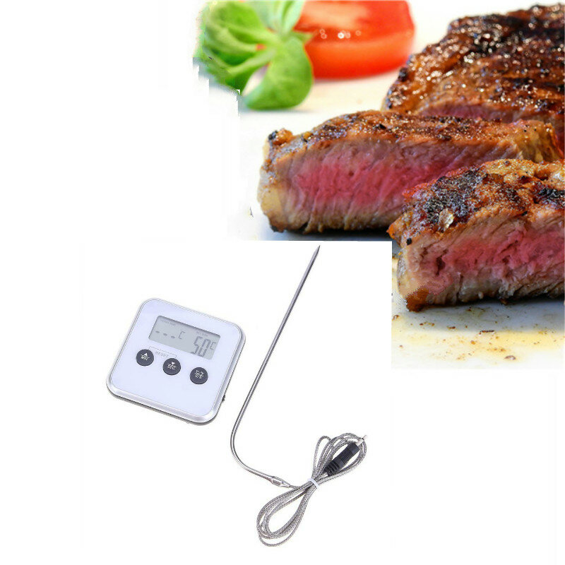 Termómetro Electrónico Digital temporizador horno de temperatura de alimentos con medidor de carne remoto medidor de cocina termómetro medidor electrónico