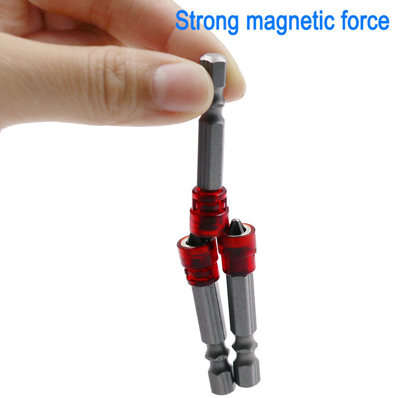 Pontas de chave de fenda 1/4 ", cabeça vermelha ímã, haste hexagonal com magnetizador, ponta magnética cruzada, acessórios de ferramenta de parafuso elétrico