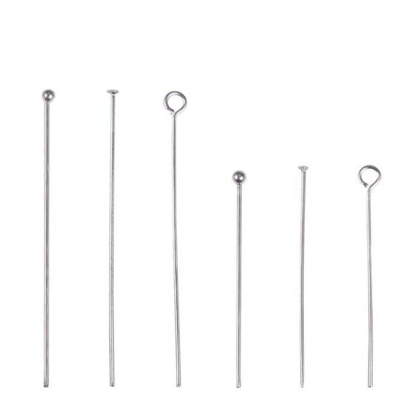 100pcs/lot 15 20 25 30 35 40 45 50MM Stainless Steel T word Head Eye Ball Pins for Diy Pendant Jewelry Making Head Pins Findings