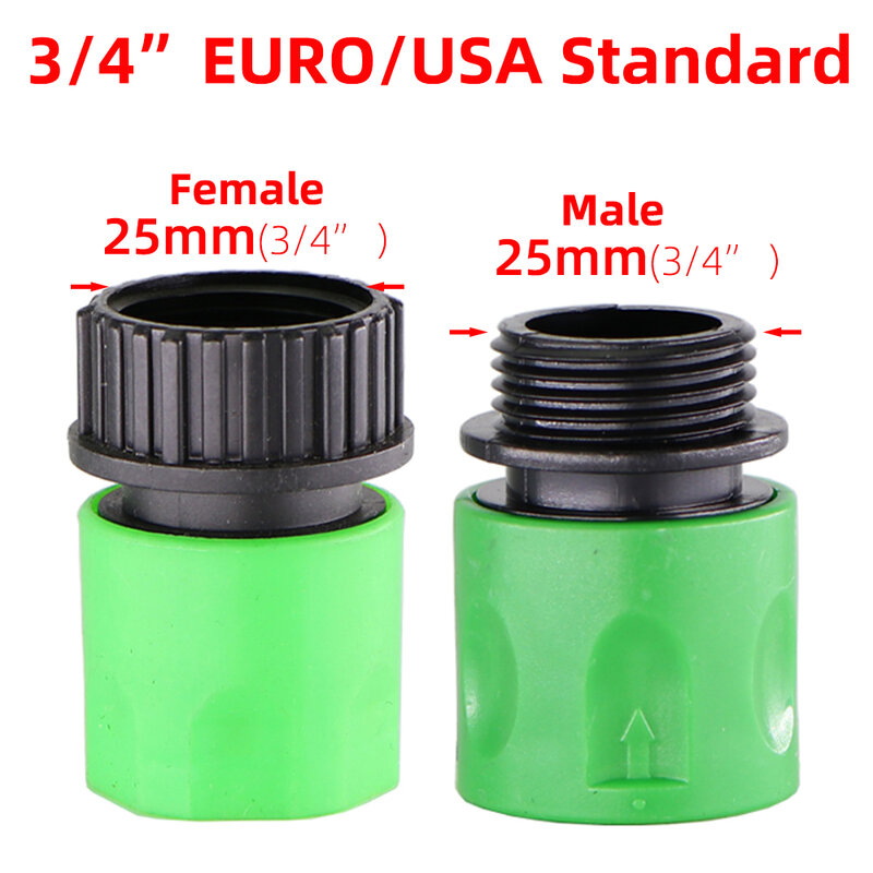 Quick Connector Nipple EURO USA 3/4 Inch Male Threaded Hose Pipe Adapter for Garden Tubing Drip Irrigation Watering System