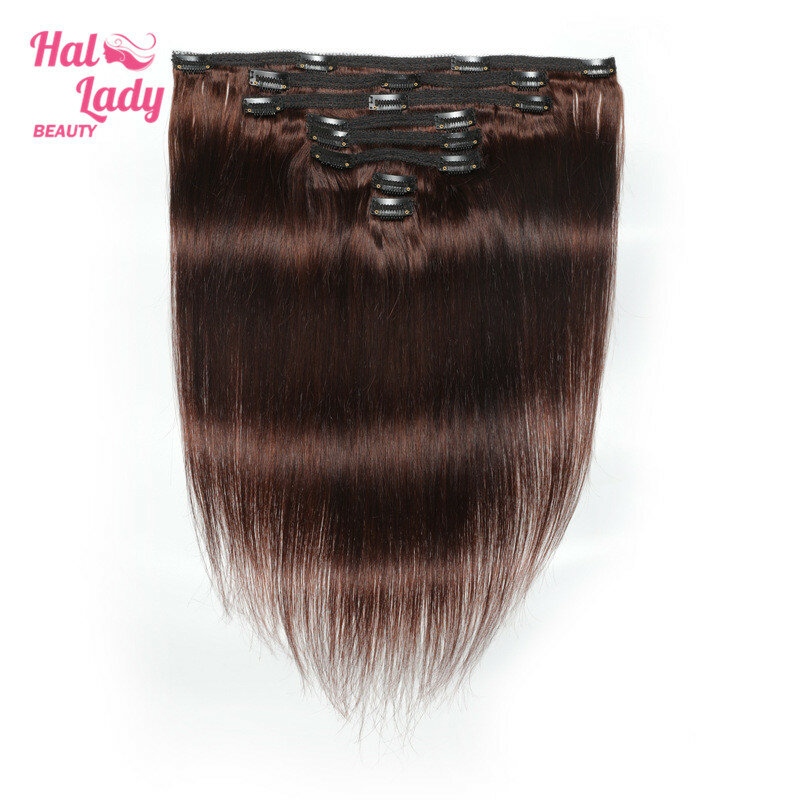 Halo Lady Beauty бразильские волосы для наращивания #4 темно-коричневые прямые волосы на клипсах 8 шт. набор густых волос 120 г 8 штук в партии