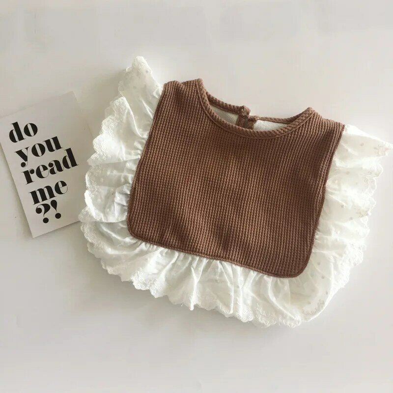Baby Girl Fashion High Quality Bib Cotton Absorbing Blouse Saliva Towel Girl Infant Temperament Ruffle Scarf Korean 2021