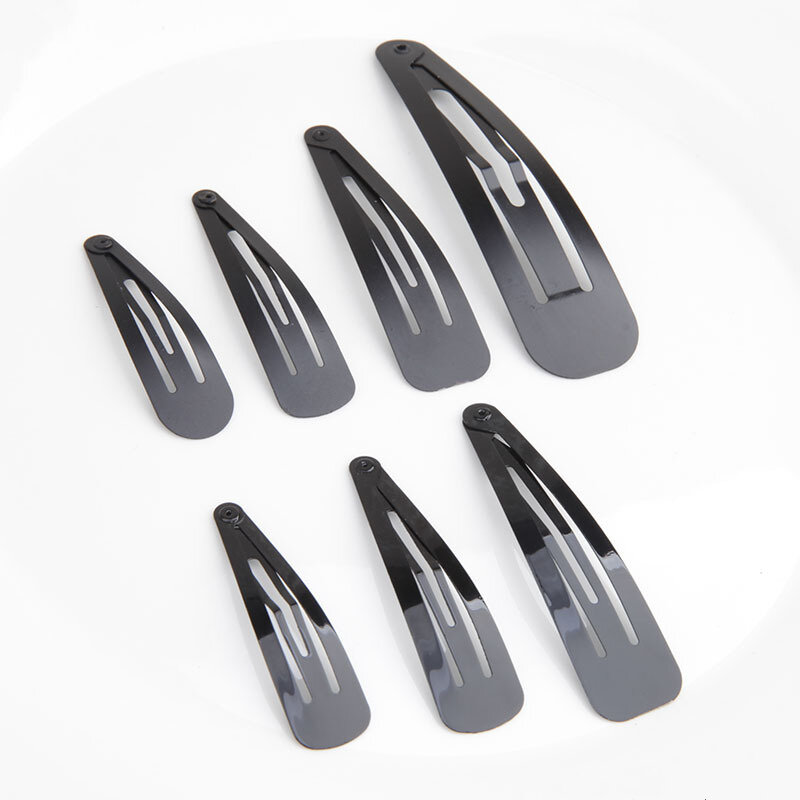 15-30 pcs 3-9cm Black/silver paint Metal Snap Clips,Water drop ,lank Baby Clips,For DIY Hair Clips Jewelry Making Base,wholesale