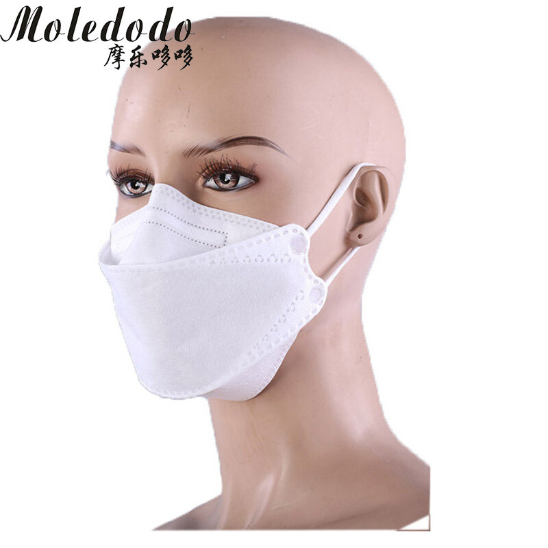 Mascarilla facial protectora con estampado 3D para mujer, cubrebocas con estampado de hojas de sauce y boca de pez, Color sólido, cuatro capas
