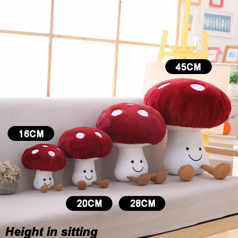 Игрушки плюшевые в виде грибов, 16-45 см