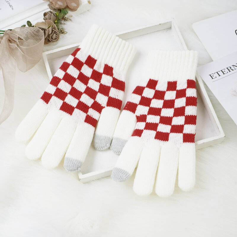 Winter Warm Knitted Gloves Full Fingered Mittens Unisex Adult Kids Stretchy Warm Thick Outdoor Sports Cycling Driving Gloves