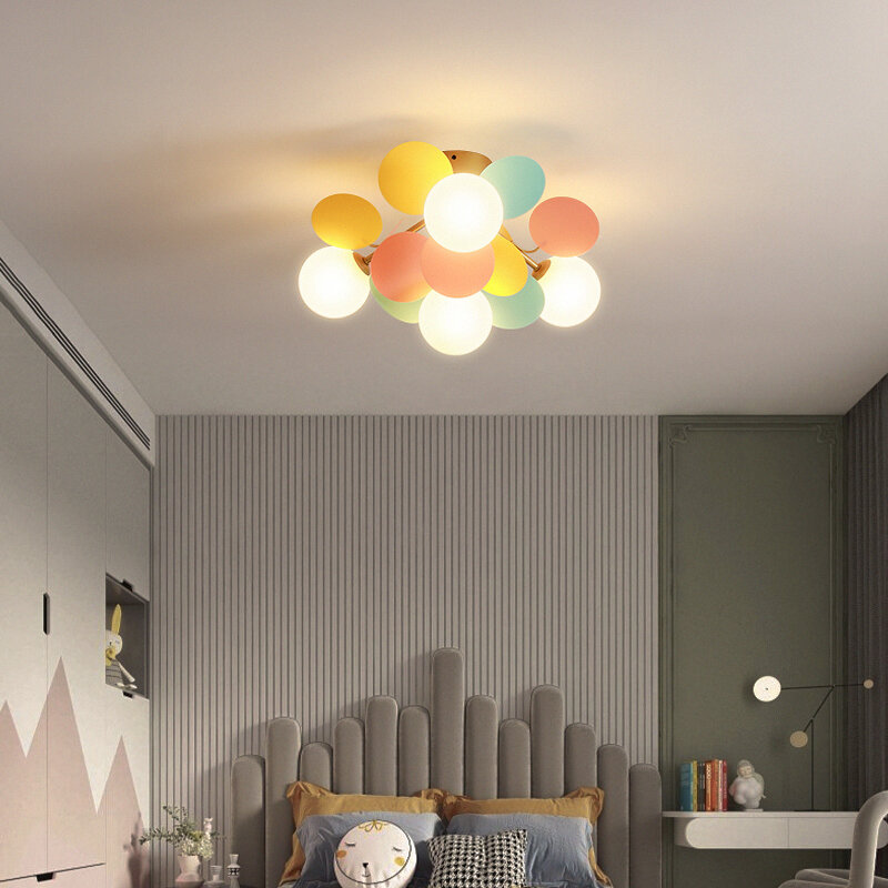 현대적인 Macron 샹들리에 램프, 어린이 방 거실, 어린이 침실, LED 데코 천장 램프, 실내 다채로운 천장 조명