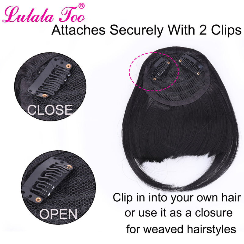 Conjunto de moño y flequillo de pelo falso sintético, fibra resistente al calor, peluca de coleta, extensión de cabello con Clip