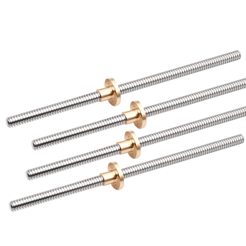 T8 Lead Screw OD 8mm Pitch 2mm Lead 2mm/8mm 150mm 200mm 250mm 300mm 330mm 350mm 400mm 500mm With Brass Nut For Reprap 3D Printer