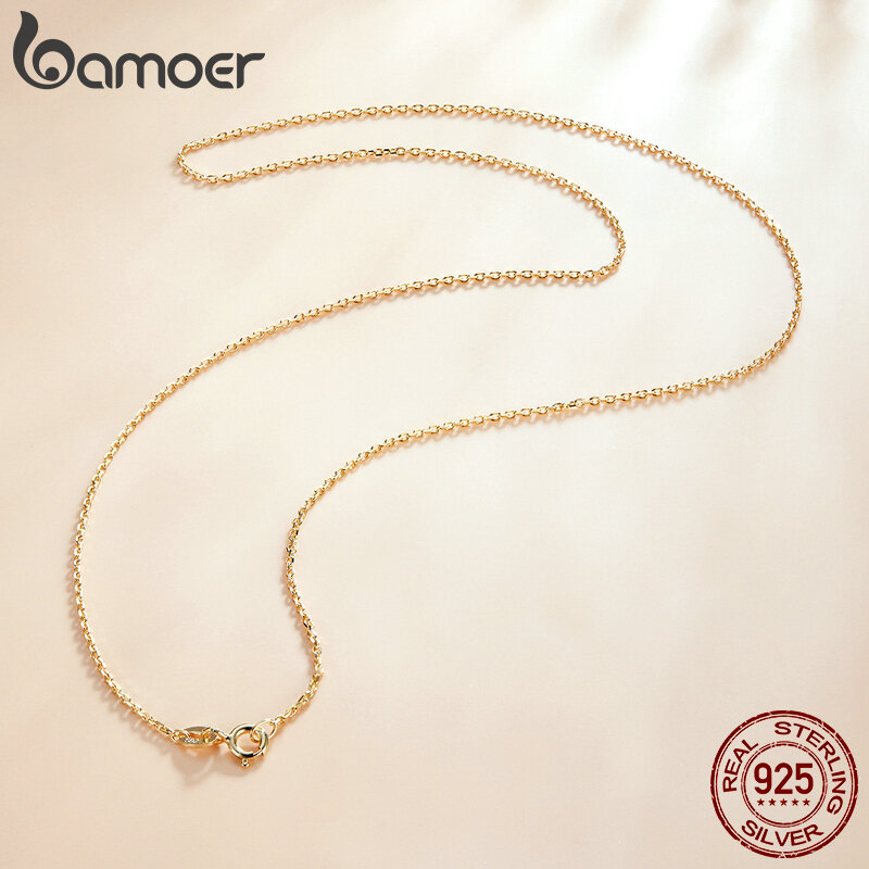 BAMOER Classic Basic Chain 100% 925 Sterling Silver Lobster Clasp Adjustable Necklace Chain Fashion Jewelry for Women