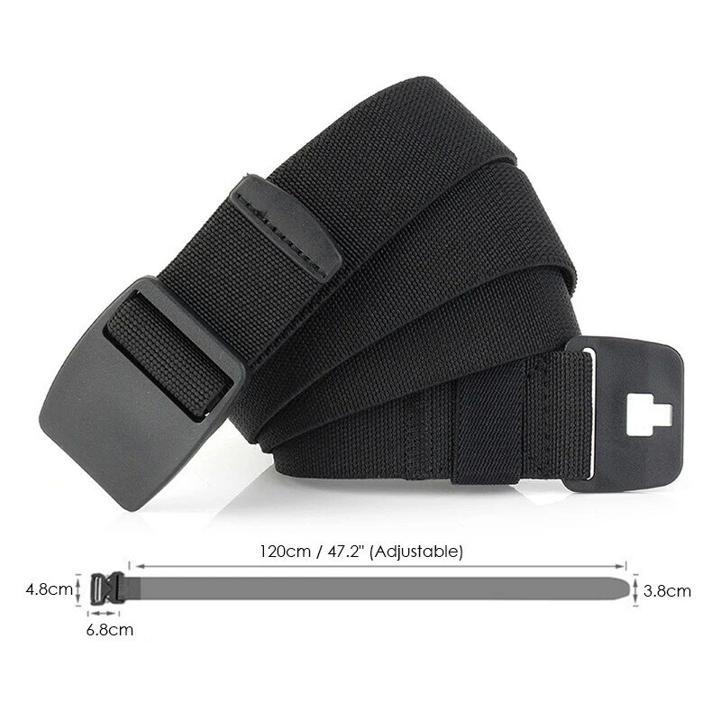 Cintura elasticizzata senza metallo cintura da lavoro per aeroporto con fibbia a sgancio rapido in Nylon duro di alta qualità cintura elastica Unisex in Nylon resistente