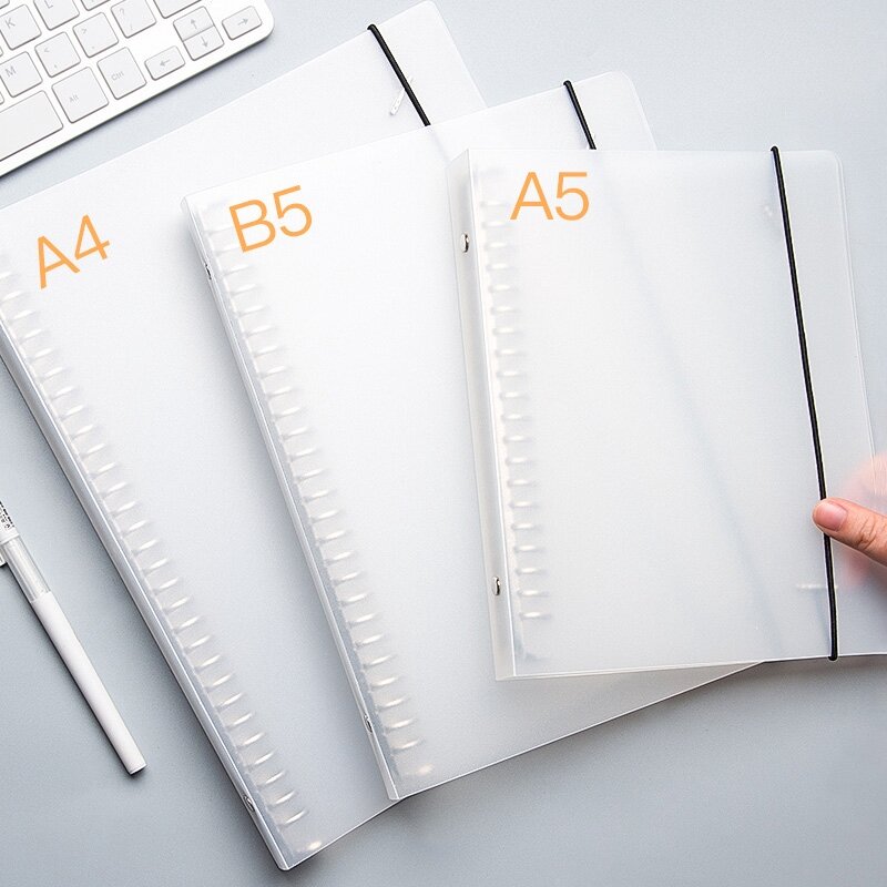 Чехол для ноутбука A4, A5, B5, матовый, прозрачный, с 26 отверстиями, с внутренним вкладышем, металлические зажимы