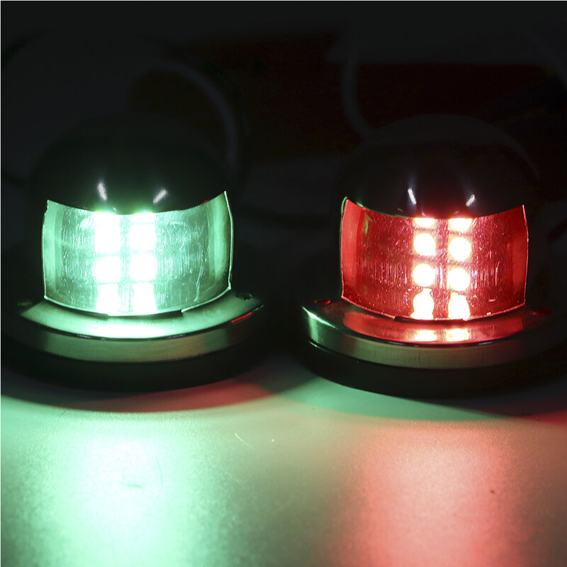 Luzes de navegação LED para barco marinho, aço inoxidável, lâmpada de vela, vermelho e verde, acessório do iate, 12V, 2PCs