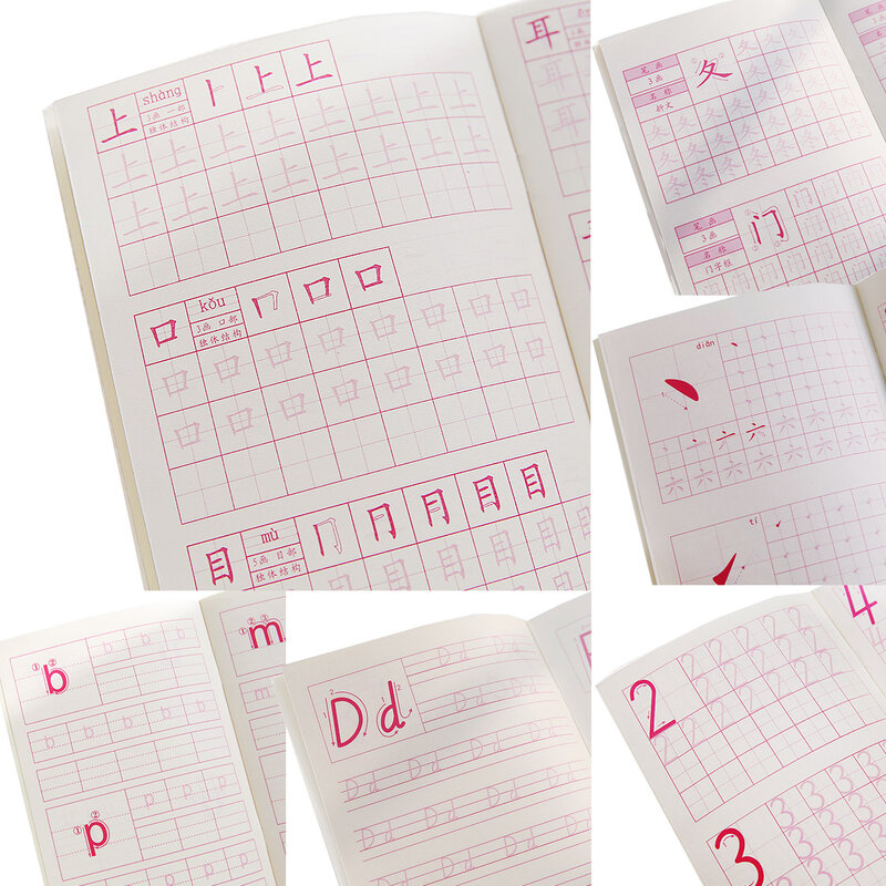 8 pçs/set Número do jardim de Infância/Chinês/Livro de Exercícios de Prática de Caligrafia Caligrafia caderno Pinyin para Crianças dos miúdos libros