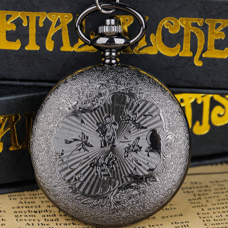 Steampunk orologio da tasca al quarzo nero collana pendente uomo donna regali CF1259 Relogio DeBolso