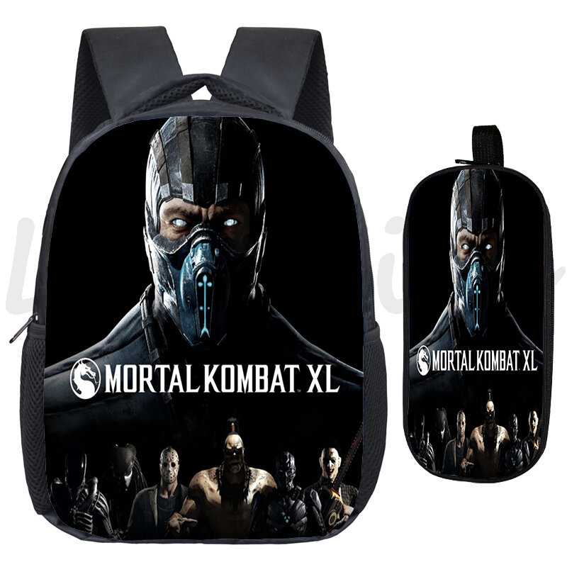 Детский рюкзак 2 шт./компл. Mortal kombat, детская мини-школьная сумка для детей, водонепроницаемая сумка для книг, Детская Дошкольная сумка Mochila
