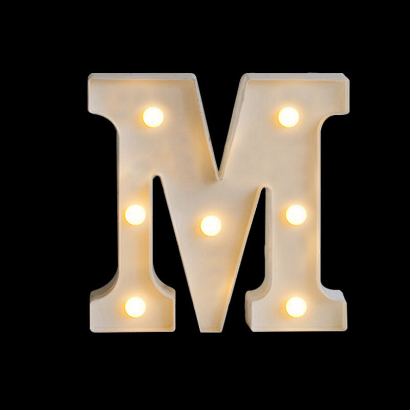 Lampada da notte a LED luminosa creativa 26 lampada con batteria alfabeto inglese romantica decorazione per feste di nozze regalo di natale 16cm
