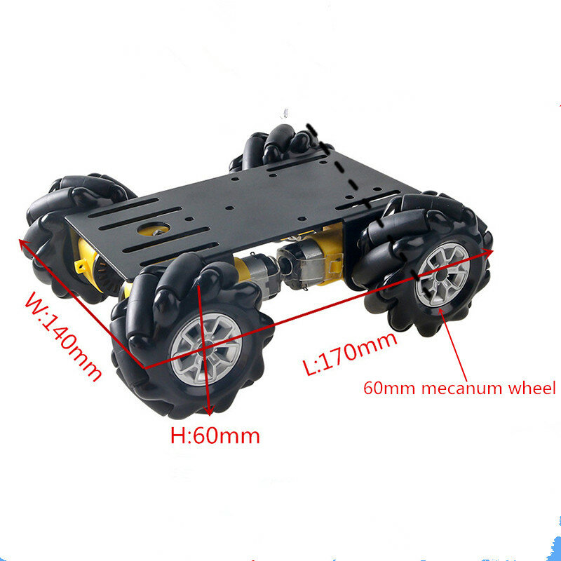 4WD 60ミリメートルメカナムホイールスマートロボット金属カー4個ttモーター組立diyメーカー学習