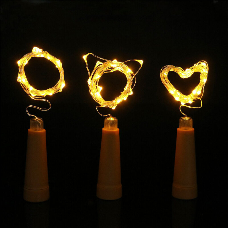 Luces de hadas de corcho LED para botella de vino, cadena de alambre de cobre operada por batería, decoración navideña, lámpara de guirnalda para fiesta y boda